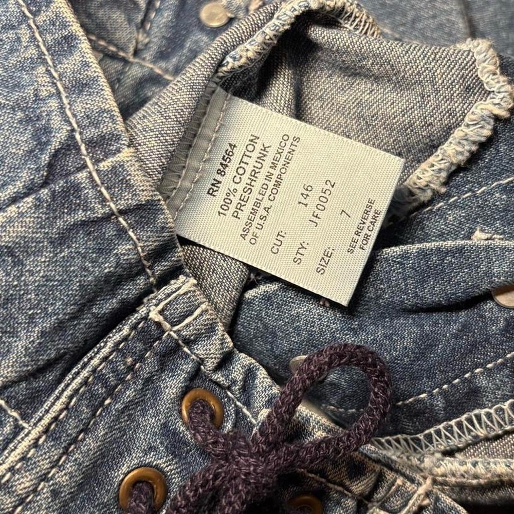 90’s Stevenson Aero Brand Overall Co Wide Leg Sailor Jeans Corset Back Tie - Picture 5 of 5